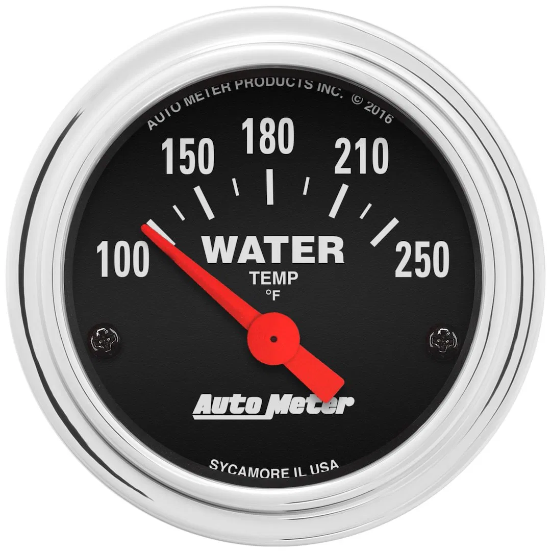 2532 – AUTO METER Gauge Water Temperature, 2-1/16 Inch Short Sweep Electric Analog 100-250 Degrees F Black Face/ Chro...